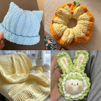 3 Pack Orange Chunky Chenille Yarn for Crocheting, Bulky Velvet Yarns for Crochet, Baby Yarn for Crocheting Soft Blanket, 393 yds/10.5 oz Fluffy Amigurumi Crochet Yarn