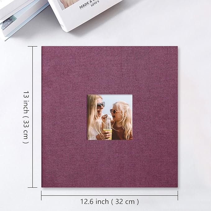 Vienrose Large Photo Album Self Adhesive for 4x6 8x10 10x12 Pictures Linen Scrapbook Album DIY 60 Blank Pages with A Metallic Pen