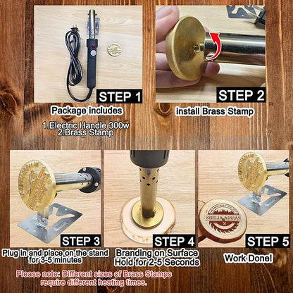 Custom Electric Branding Iron Personalized Logo Metal Branding Iron Business Stamp for Wood Leather Food Wedding Design, Electric Heated,Black Adjustable Temperature Iron(1-3inch)