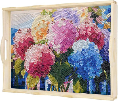 EWJRNSF Diamond Art Kits for Adults Wooden Serving Trays with Handles, 5D Diamond Painting Big Gem Arts and Craft Gifts Trays Decor Gift Home Decor (CP041-2)