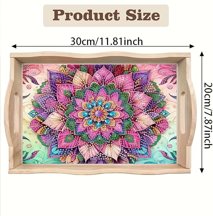 SHLUHA Diamond Art Kits for Adults Wooden Serving Trays with Handle Food Tray for Breakfast Home Decor Gift (TT009)