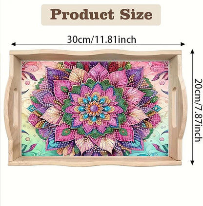 SHLUHA Diamond Art Kits for Adults Wooden Serving Trays with Handle Food Tray for Breakfast Home Decor Gift (TT009)