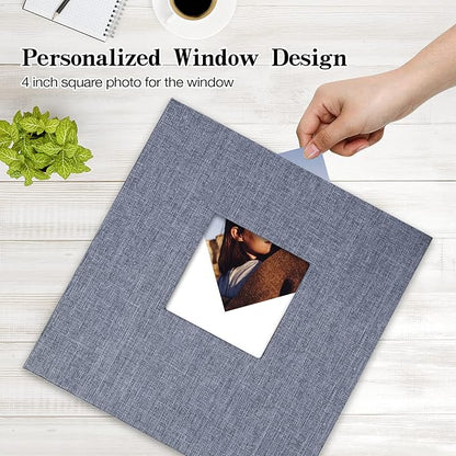 potricher Large Photo Album Self Adhesive 4x6 5x7 8x10 Pictures Linen Cover 40 Blank Pages Magnetic DIY Scrapbook Albums with A Metallic Pen (Gray)