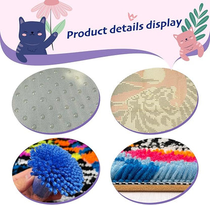 veirousa Flamingo Floral Latch Hook Kits for Adults, Beginners Birds Latch Hook Rug Starter Kit Pre-Printed Carpet Making Set DIY Handmade Wall Hanging Craft for Home Decoration 20x15 inch