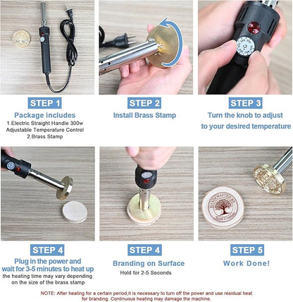 KAINSY Custom Electric Branding Iron for Wood, Temperature-controlled Logo Branding Iron for Wood Burning Stamp Food Leather Cake, Personalized Logo Stamp, Handcrafted & Wedding Gifts(2Inches)