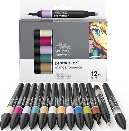 Winsor & Newton ProMarker Set, 12 Count, Manga Romance