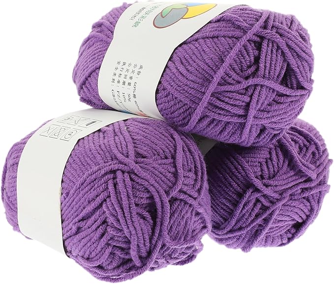 Healifty 3 Rolls Cotton Yarn Bundle for Knitting and Crocheting Convenient Soft Crochet Yarn for DIY Sweaters Hats Blankets for Home Decor and Amigurumi Projects