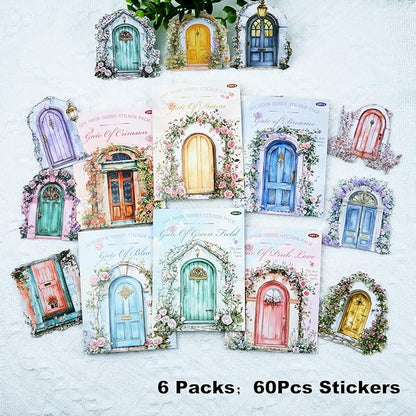 AuriicLeaf Pop-up Door Cardstock Sticker Set, 60PCS Fantasy Portal Stickers for Scrapbooking, Journaling, DIY Crafts and Planner Decoration