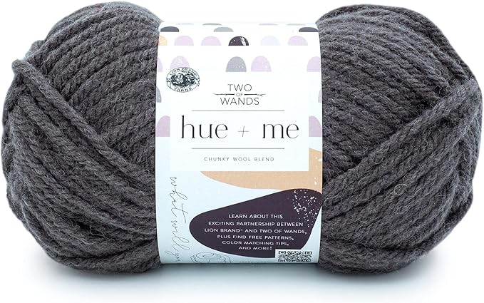 Lion Brand Yarn, Hue + Me Chunky Yarn for Crocheting, Knitting, and Crafts, Shadow, 1 Pack