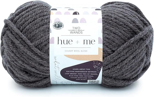 Lion Brand Yarn, Hue + Me Chunky Yarn for Crocheting, Knitting, and Crafts, Shadow, 1 Pack