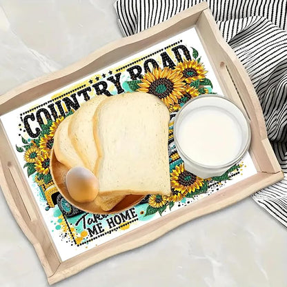 DoxQcs DIY Diamond Art Wooden Tray Kit Easter Food Tray with Handle Diamond Painted Table Decoration Tray for Breakfast Bar Dinner Table Diamond Art Painting for Beginners-#02-Sunflower Car