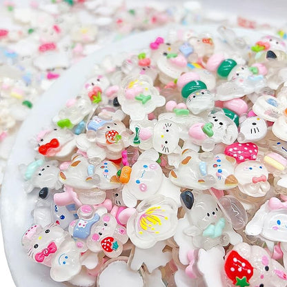 60 Pcs Slime Charms Bulk DIY Craft Making Kit, Cute Flat Back Resin Charms for Crafts (White)
