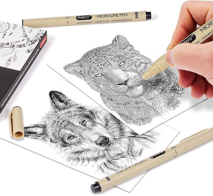 PANDAFLY Black Micro-Pen Fineliner Ink Pens, 9 Size Ultra Fine Point Pen, Waterproof Archival Ink, Multiliner Black Art Pens for Drawing, Sketching, Watercolor, Illustration, Bible, Anime, Manga