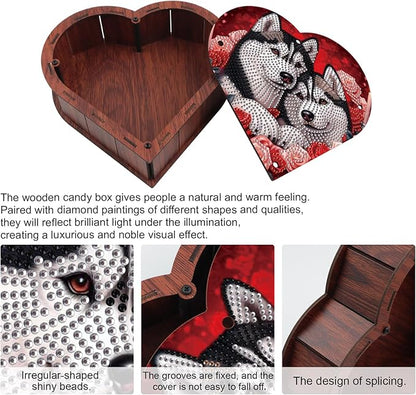 DIY Diamond Painting Kit Storage Box, Loving Dogs Diamond Decorative Craft Heart Shaped Kit, Desktop Item Storage, Multifunctional Creative Craft Gift