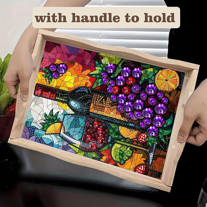 SHLUHA Diamond Art Kits for Adults Wooden Serving Trays with Handle Food Tray for Breakfast Home Decor Gift