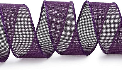 Ribbli Dark Purple Burlap Wired Ribbon,1-1/2 Inch x 10 Yard, Wired Edge Ribbon for Big Bow,Wreath,Tree Decoration,Outdoor Decoration