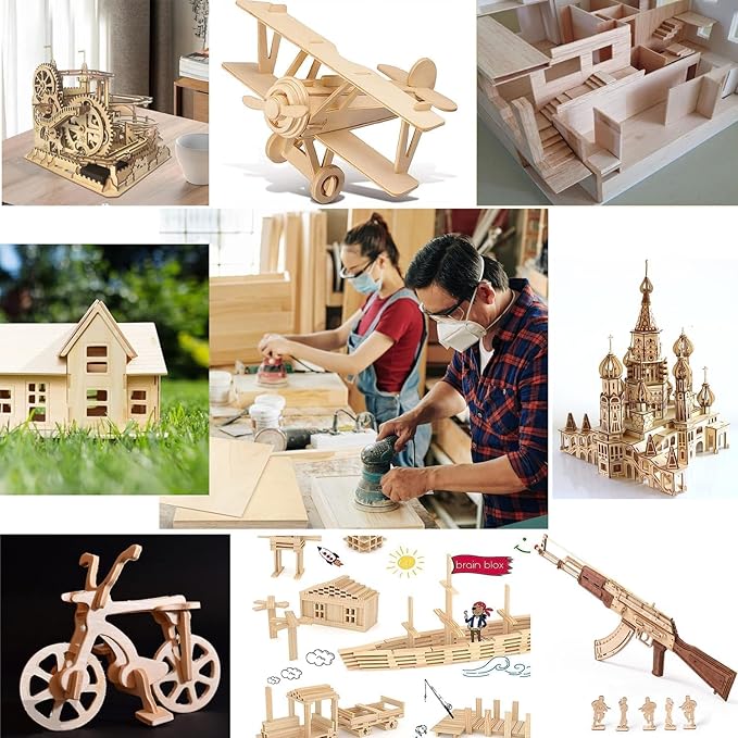 5 Pack 12"x12"x1/8 Basswood Sheets for Crafts- Thin Plywood Sheets - Balsa Wood Sheets -Unfinished Wood Boards for Painting,Laser Cutting,Engraving, Burning and CNC Cutting