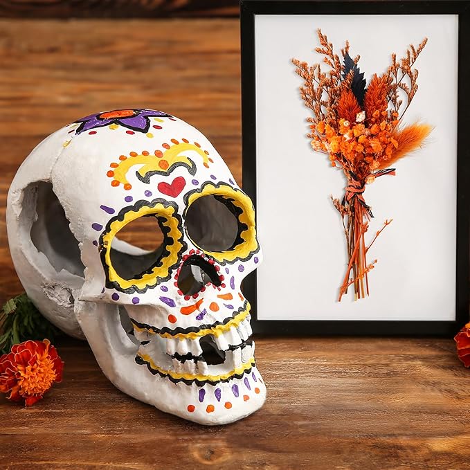 10/12/24/36 Pack Mini Dried Flowers for Vase Wedding Various Mini Bouquet Dried Small Wildflowers Natural Flowers Bulk for Crafts DIY Decor (12, Orange Black 1)