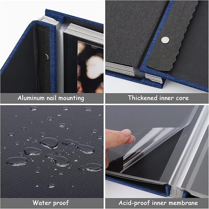 Zesthouse Photo Album Self Adhesive Pages, 60 Pages Magnetic Scrapbook Albums with Sticky Page, Photos Album Holds 8x10 & 5X7 & 4x6 & 6x8 & 3x5, Large Picture Book Ideal Gift for Family Wedding Baby