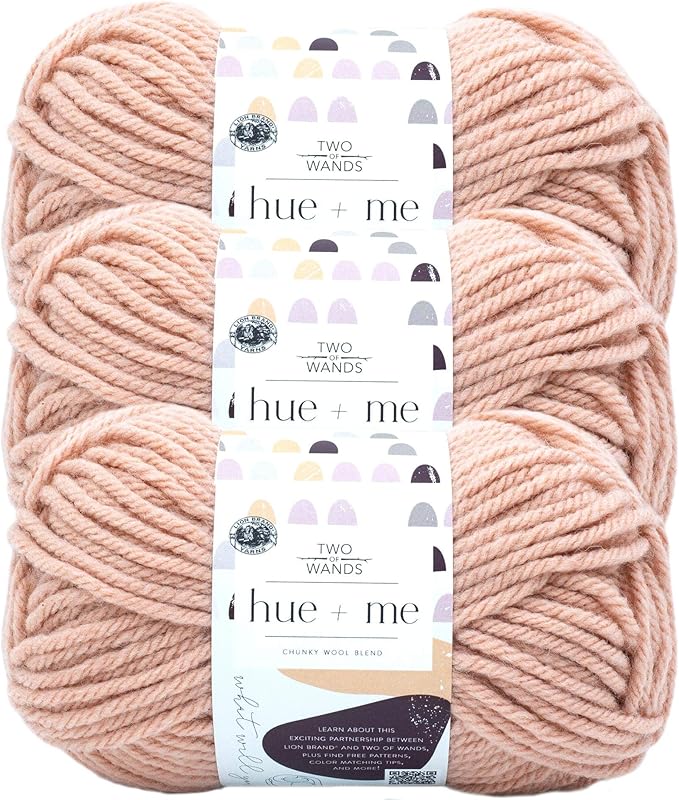 Lion Brand Yarn, Hue + Me Chunky Yarn for Crocheting, Knitting, and Crafts, Rose Water, 3 Pack