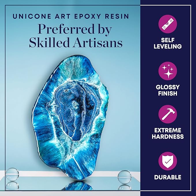 Epoxy Resin Craft Kit 32 Oz - Clear, Non-Toxic, UV Resistant, High Gloss, Odor-Free - Includes 16 Oz Resin & Hardener - Ideal for Art & Craft Projects