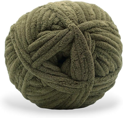 Okey Dokeys 300g Jumbo Velvet Chenille Yarn 7 Jumbo – Plush, No-Fray, Durable Plushies, Posh Soft Crochet Projects Beginner Friendly (130 yds) (Camo Green (119), 1 Pack (17.90/Skein))