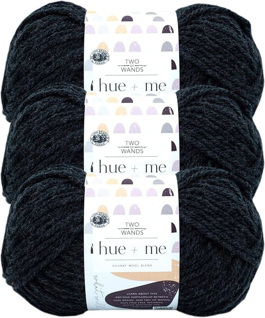 Lion Brand Yarn, Hue + Me Chunky Yarn for Crocheting, Knitting, and Crafts, Werewolf, 3 Pack