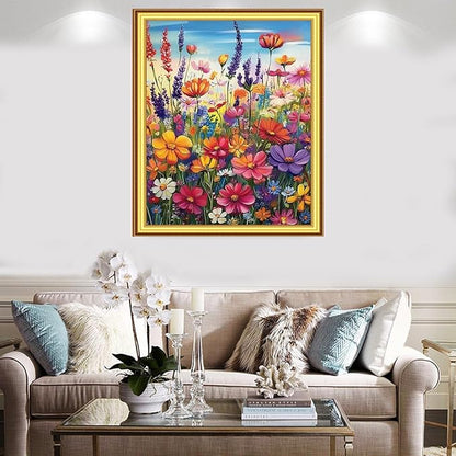 Foxnyart Stamped Cross Stitch Kits Full Range of Embroidery Needlework Starter Kits for Beginners Adults 11CT Embroidery Patterns Art Crafts DIY Needlepoint Kit-Flower Scenery 16x20 inchs