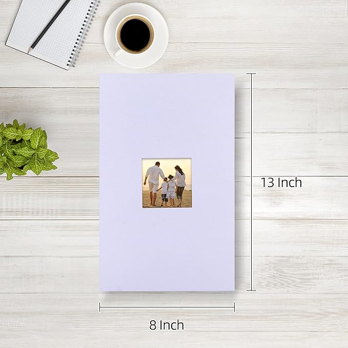 potricher Small Photo Album 4x6 300 Photos Linen Cover Picture Photo Book for Family Wedding Anniversary Baby Vacation (White,300 Pockets)