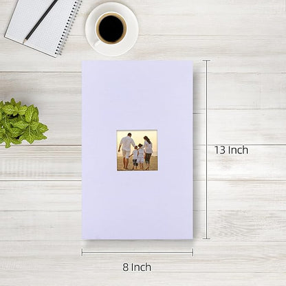 potricher Small Photo Album 4x6 300 Photos Linen Cover Picture Photo Book for Family Wedding Anniversary Baby Vacation (White,300 Pockets)