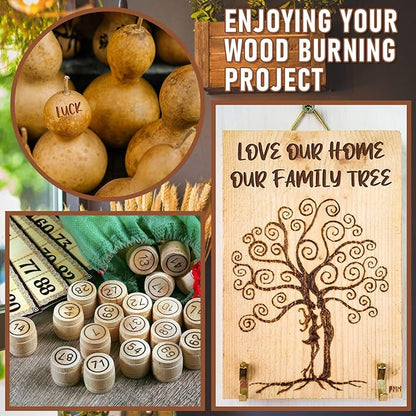 Mixweer 56 Pcs Wood Burning Letters and Numbers Wood Burning Tools with Letter Stamps and Number Tips Symbols for Wooden Burner Craft DIY Embossing Carving