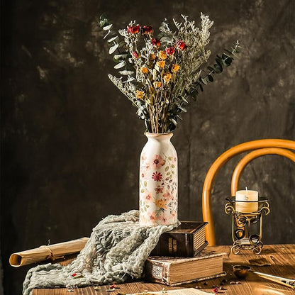 Dried Rose Flower Bouquet with Eucalyptus, Babies Breath Used for Home Farmhouse Decor, Table Decor Real Dried Flowers for vase, Gift for Mother Friend. 16.5 Inches