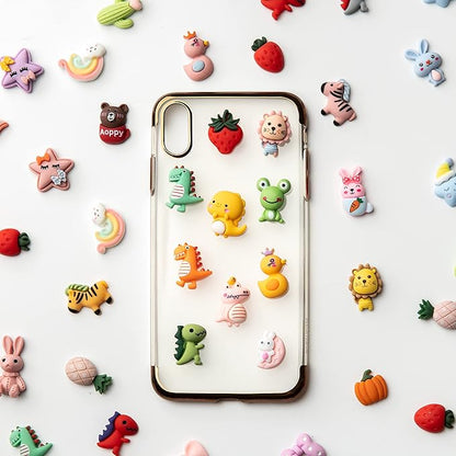 Slime Charms Cartoon Animal and Fruit Cute Set - Mixed Lot Assorted Fruit Resin Flatback Cute Sets for DIY Crafts Making,Decorations,Scrapbooking,Embellishments,Hair Clip 100pcs