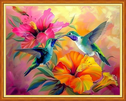 Funchey Stamped Cross Stitch Kits, DIY Cross Stitch Pattern for Adults Beginners Needlepoint Kits Embroidery Kit Arts and Crafts 11CT-Hummingbirds Collect Honey 16x20 inchs
