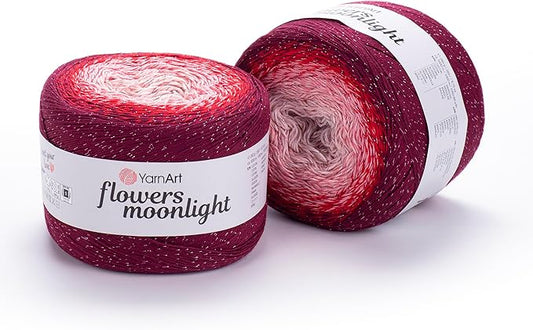 2 Skein/Pack YarnArt Flowers Moonlight Gradient Glitter Yarn, Each Ball 9.17 oz (260 gr) / 1094 Yards (1000m), 53% Cotton 43% Acrylic 4% Metallic Polyester, Yarn for Knitting and Crochet (3269)