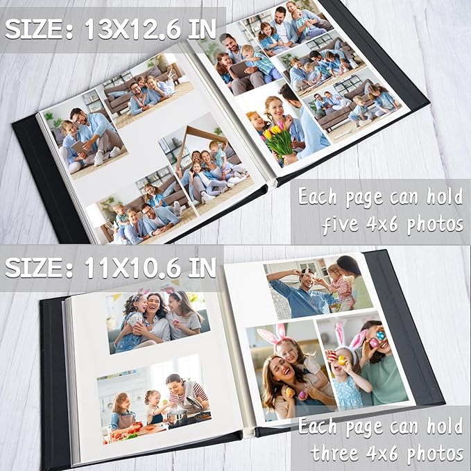 Vienrose Photo Album Self Adhesive for 2x3 4x6 5x7 8x10 Pictures DIY Scrapbook 60 Blank Pages Linen Cover Memory Book for Wedding, Baby Growth, Travel, White
