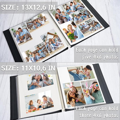 Vienrose Photo Album Self Adhesive for 2x3 4x6 5x7 8x10 Pictures DIY Scrapbook 40 Blank Pages Linen Cover Memory Book for Wedding, Baby Growth, Travel, Blue