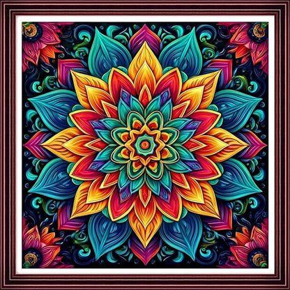 DMCCRAFT Stamped Cross Stitch Kits for Adults 11CT Printed Cross-Stitch Patterns Embroidery Kits Easy Cross Stitching Needlepoint Kits Crossstitch-Magic Mandala 18x18 inch
