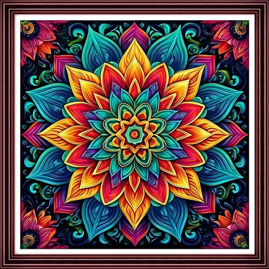 DMCCRAFT Stamped Cross Stitch Kits for Adults 11CT Printed Cross-Stitch Patterns Embroidery Kits Easy Cross Stitching Needlepoint Kits Crossstitch-Magic Mandala 18x18 inch