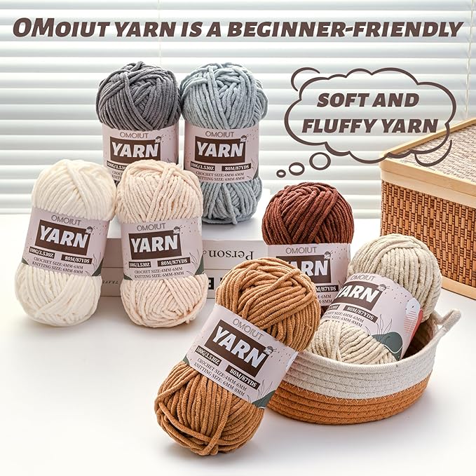 Rainbow Fluffy Chenille Yarn for Crocheting - Baby Yarn for Crocheting Soft Blanket - (100g/87.4yds) Crochet Amigurumi Chunky Yarns - Super Bulky 5 Velvet Yarns