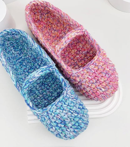 Hand-Blended Multifiber Multicolored Fancy Yarn with Subtle Shimmering Threads for Knitting Crocheting Crafts DIY, Set of 3 Rolls (Mint Blue)