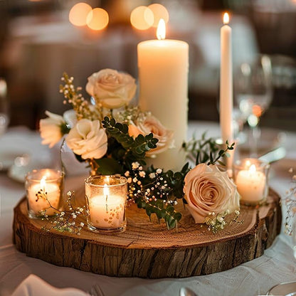 10 Pcs Large Wood Slices for Centerpieces - Rustic Wood Centerpieces for Tables, Natural Wood Slabs, Ideal for Weddings, Crafts, and DIY Projects (6-7 inch)