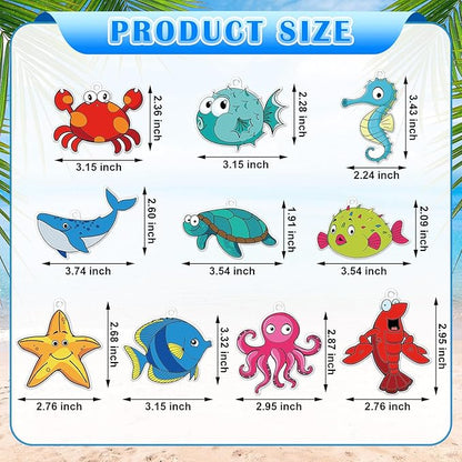 WinnerWhy 30 Sets Marine Animal Suncatchers Window Art Kits, DIY Sun Catchers Bulk Crafts Paint Your Own Window Sea Ocean Animal Ornaments for Adult Home Birthday Activity Party Decor