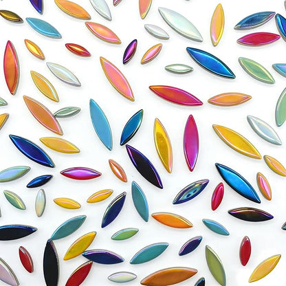 EDFLIFE Ceramic Mosaic Tiles for Crafts, Assorted Leaf Petal Ceramic Tiles for Crafts, 1.1lb Glazed Mosaic Tiles for Mosaic Making Kits Adult DIY Hobbies Children Handmade Home Decoration