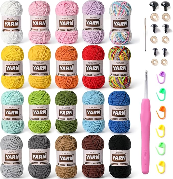 20 Pack 70.5oz/2624yds Bulky Multicolor Yarn Set, Plush Chenille Blanket Yarn for Crocheting, Fluffy Velvet Yarns for Crochet, Fuzzy Baby Yarns for Crocheting Soft, Crochet Amigurumi