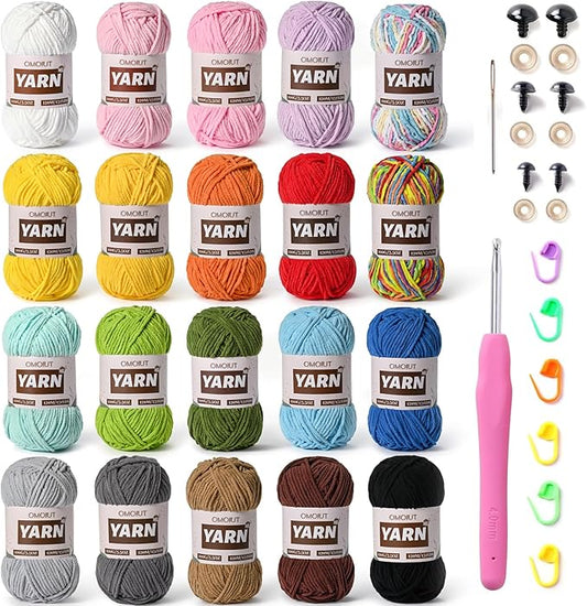 20 Pack 70.5oz/2624yds Bulky Multicolor Yarn Set, Plush Chenille Blanket Yarn for Crocheting, Fluffy Velvet Yarns for Crochet, Fuzzy Baby Yarns for Crocheting Soft, Crochet Amigurumi