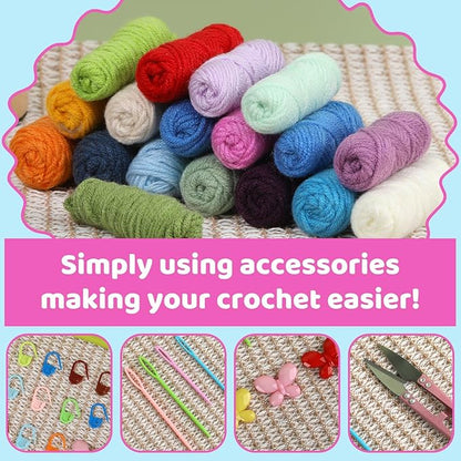 Tavkite Crochet Kit for Beginners, 4 Pack Coasters Crochet Starter Kit with Instructions and Video Tutorials, Easy to Learn Crochet Kits for Adults, Knitting Kit for Beginner DIY Craft