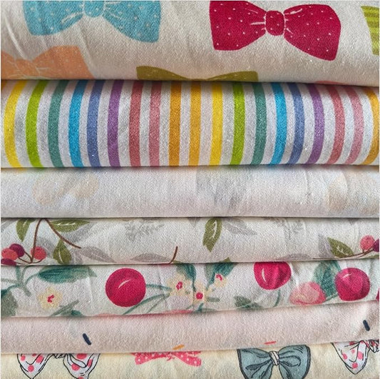 7Pcs 9.8"*9.8"(25cm*25cm) Cotton Fabric DIY Making Supplies Quilting Patchwork Fabric Fat Quarter Bundles DIY for Quilting Cotton Patchwork Cushions (Cherry, 25 * 25cm)