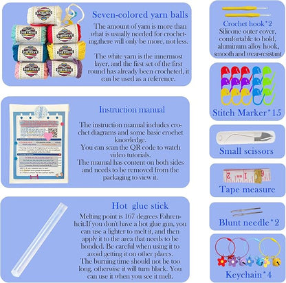 DIBYHIVE Crochet Kit for Beginners,Complete Video Tutorials,3D Butterfly Crochet Kit,Includes Explanations of Basic Crochet Stitches