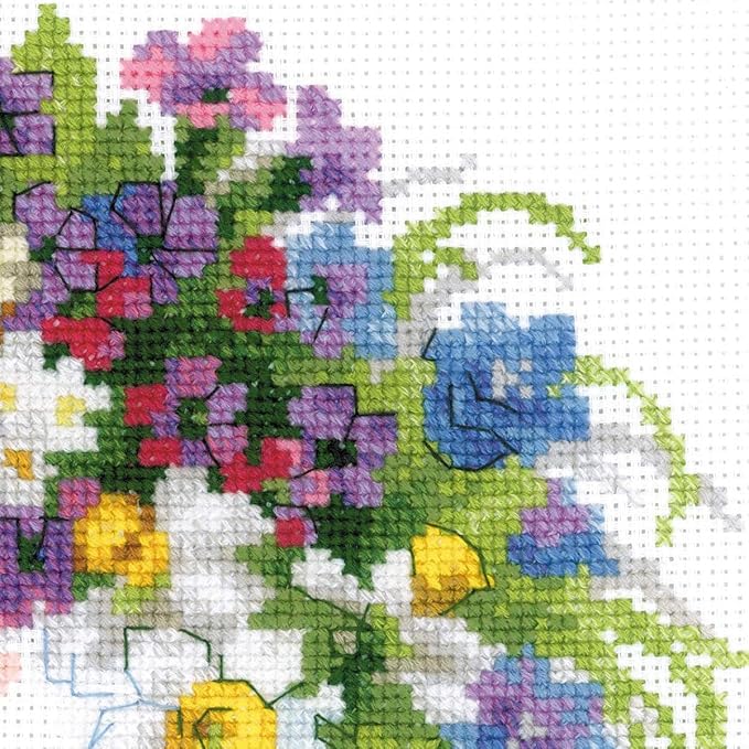 RIOLIS - Wreath with Bird Cherry 1536, Floral Cross Stitch Kits 11.75"x11.75", Cross Stitch Kits for Beginners & Advanced, Crossstitching Kit Adult, Embroidery Counted Stitching Kit
